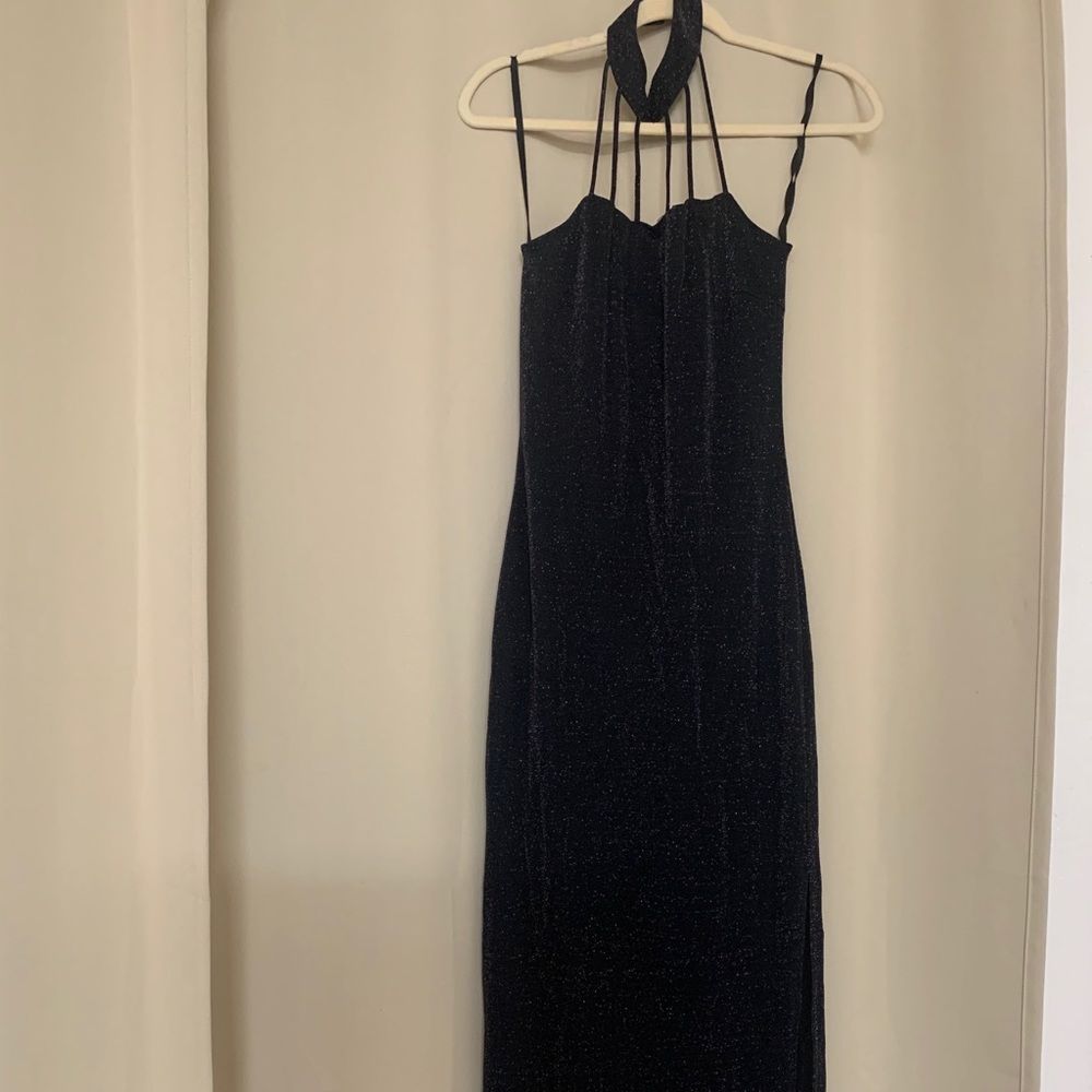 Holidays Glam Glitter Slit Dress